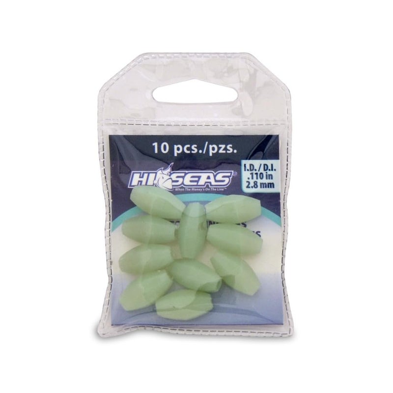 Hi-Seas Luminous Glow Beads, Small, Green, 10-Pieces